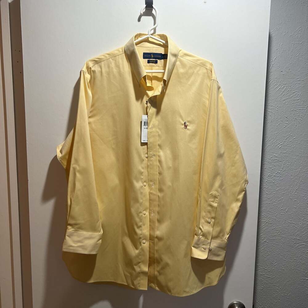 Polo Ralph Lauren Classic Fit Easy Care Button-Down Shirt Light Yellow 17-32 NWT